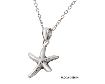 Seestern Halskette in Sterling Silber, Seestern Schmuck, Seestern Schmuck Nautische Schmuck LD-840