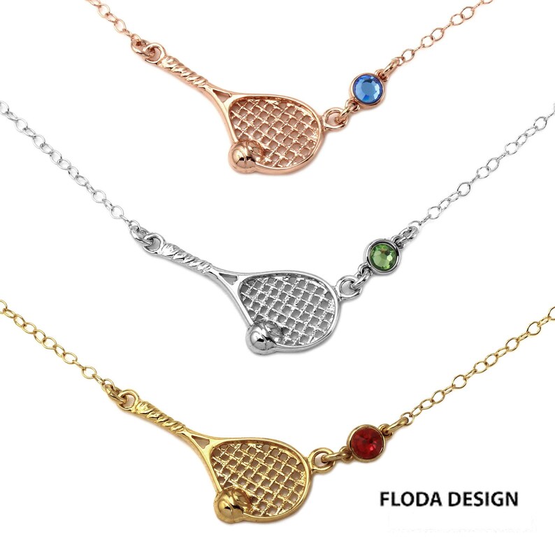 Tennis Racket Necklace in Sterling Silver With Swarovski Etsy