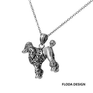 POODLE 3D Dog Necklace in Sterling Silver, Dog Jewelry, Animal Jewelry, Poodle Jewelry FD-25-25 image 3