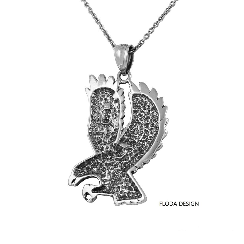 Flying Eagle Necklace in Sterling Silver Yellow Gold Plated Etsy