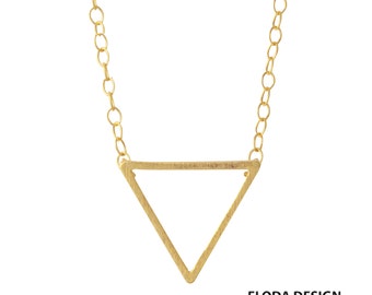 Triangle Necklace in Sterling Silver ( 18k Yellow Gold Plated), Geometric Jewelry, Silver Triangle Necklace, Modern Triangle Necklace.