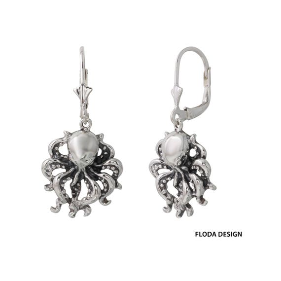 Orecchini a perno in argento Sterling 925 a forma di polipo, nodo celtico, coniglio, opale, riccio, elefante, delfino, gatto, idea regalo di compleanno per ragazze e donne, Argento sterling