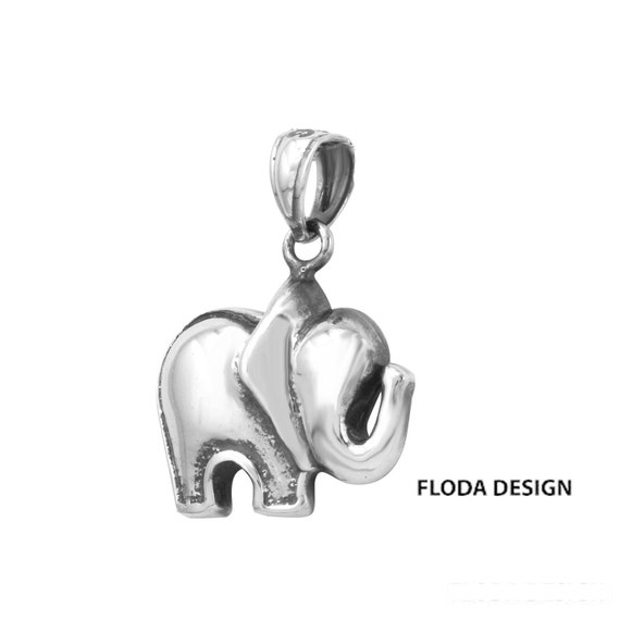 Small Elephant Charm Polished Sterling Silver, Made in the USA Small Elephant Charm Polished Sterling Silver, Made in the USA