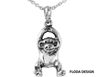 Monkey Necklace in Sterling Silver, Animal Jewelry, Monkey Jewelry, Monkey -Kids Necklace, Gift For Children -FD-MP