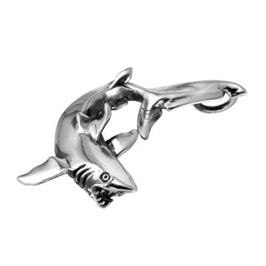 3D Shark Pendant in Sterling Silver, Shark Jewelry FD-5-1