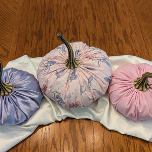 Elegant Ballet Dance Pumpkin Set: Pink Glitter and Lavender Satin; Glam Pumpkins; Fall Thanksgiving Decor; Shabby Chic Boho Cottage Decor