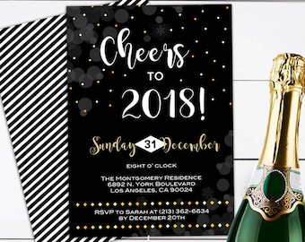 Silvester Einladung, Silvesterparty, Silvesterparty, Silvester Einladung, Neujahr druckbare, druckbare Neujahrskarte, Neujahr