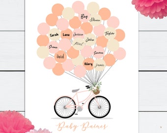 Baby Shower Guest Sign In, Baby Shower Guest Book Sign, Baby Shower Guest Book Alternative, Balloon Guestbook, Bicycle Balloon, Guestbook