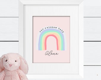 Rainbow Baby Art, Rainbow Baby Announcement, Rainbow Baby Gift, Nursery Wall Art, Kids Wall Art, Baby Shower, Announcement, Baby Pregnancy