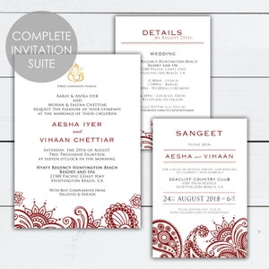 Indische Hochzeitseinladung, Sangeet-Einladung, Henna-Einladung, indische Hochzeit, Hindu-Hochzeit, indische Einladung, Punjabi, Mehendi, Mandala
