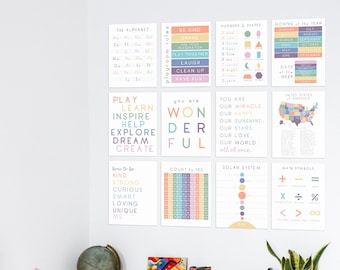 Homeschool Printables, Homeschool Decor, Homeschool Sign, Educational Posters, Educational Prints, Kids Wall Art, Alphabet, Numbers, Shapes