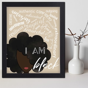 I Am Black I Am Black Woman Black History Month Woman Art - Etsy
