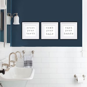 Bathroom Signs, Bathroom Signs Printable, Bathroom Printable, Restroom Signs, Printable, Brush Your Teeth, Wash Your Hands, Comb Your Hair