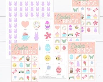 Easter Bingo, Easter Activities for Kids, Easter Printables, Spring Bingo Cards, Bunny, Printable Games, Bingo Cards, Egg Hunt, Kids Games