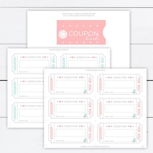 Libro dei coupon, Libro dei coupon stampabile, Biglietti coupon, Buoni d'amore, San Valentino, Buoni per San Valentino, Anniversario, Primo anniversario