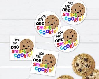 Smart Cookie, One Smart Cookie Tag, Smart Cookie Sticker, Back to School Label, Teacher, Graduation Favor Bags, Printable, PNG, SVG