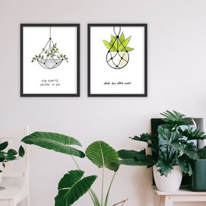 Plant Wall Hanging, Plant Wall Hanging Decor, Plant Wall Art, Succulent Print, Plant Gifts, Puns Gift, Gifts for Her, Modern Farmhouse