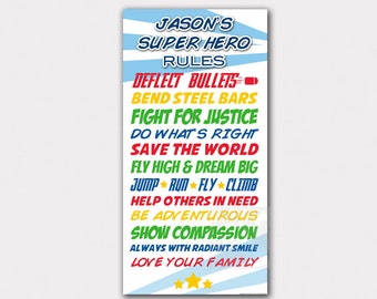 Superhero Wall Art, Superhero Wall Decor, Superhero Decor, Superhero Rules, Super Hero Wall Art, Super Hero Birthday, Super Hero Room Decor