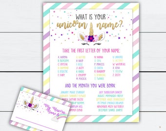 Unicorn Name, Unicorn Name Sign, Unicorn Name Tags, Unicorn Name Printable, Unicorn Name Game, Printable Unicorn Name, Unicorn Party Games