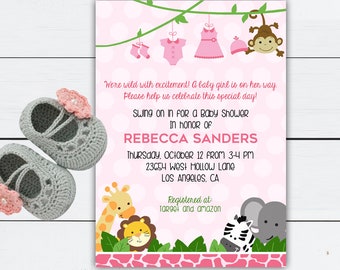 Safari Baby Shower, Safari Baby Shower Invitation, Safari Baby Shower Invites, Jungle Baby Shower, Animal Baby Shower Invitation, Zoo Baby