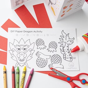 Kit drago per il capodanno cinese, Capodanno cinese, Drago cinese, Drago fai da te, Capodanno lunare, Attività per bambini, Lanterna, Stampabile, Cinese