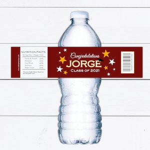 Graduation Water Bottle Labels, Personalized Water Bottle Labels, Graduation Water Bottle, Graduation Party Decor, Grad Party Ideas