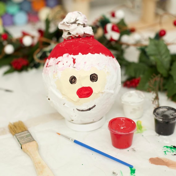 DIY Santa Kit, Paper Mache Santa, Santa Decor, DIY Christmas Kit, DIY Christmas Gifts, Craft Kit, Holiday Activities, Paper Mache, Holiday Il_570xn
