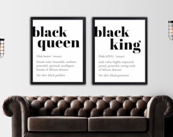 Black King, Black Queen, Black King Art, Queen Art, Black History Month, African American Art, Afro Woman, Afro Girl, Afro Lady, BLM