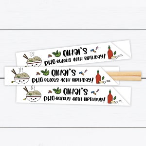 Pho Chopstick Sleeves, Chopsticks Personalized, Vietnamese Wedding, Pho Birthday, Pho Party, Vietnamese Print, Phobulous, Chopstick Sleeves image 1