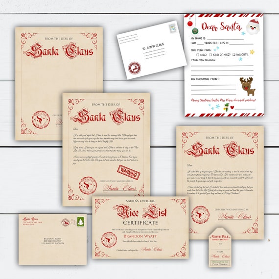 Santa Letter, Letter to Santa, Personalized Letter from Santa, Nice List Certificate, Naughty List, Elf Warning, Santa Gift Tag, Printable Il_570xn