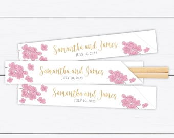 Cherry Blossom Chopsticks, Personalized Chopsticks, Chopsticks Personalized, Pink Cherry Blossoms, Red Cherry Blossoms, Chopstick Sleeve