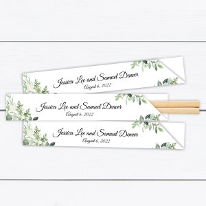 Wedding Chopsticks, Chopsticks Party Favor, Personalized Chopstick Sleeves, Greenery Wedding, Leaf Designs, Asian Wedding, Party Favor Ideas Sleeves W/Chopsticks