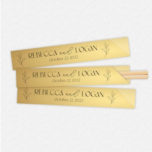 Pauzinhos de ouro, mangas de pauzinhos personalizadas, pauzinhos personalizados, ouro, ouro e preto, lembrancinhas de casamento, ideias de casamento, personalizado