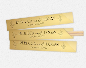 Gold Chopsticks, Personalized Chopstick Sleeves, Custom Chopsticks, Gold, Gold and Black, Wedding Favors, Wedding Ideas, Personalized