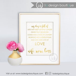 Wife Mom Boss Wall Art Office Decor, Office art, Millennial, Women Gift, Inspirational Motivational Printable Wall Art INSTANT DOWNLOAD Only
