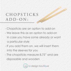 Wedding Chopsticks, Chopsticks Party Favor, Personalized Chopstick Sleeves, Greenery Wedding, Leaf Designs, Asian Wedding, Party Favor Ideas image 4