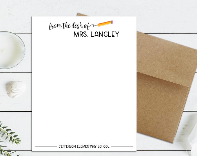 Personalized Stationery Cards, Personalized Teacher Notes, Teacher Stationary Personalized, Gifts for Teachers, Teacher Appreciation, Gift