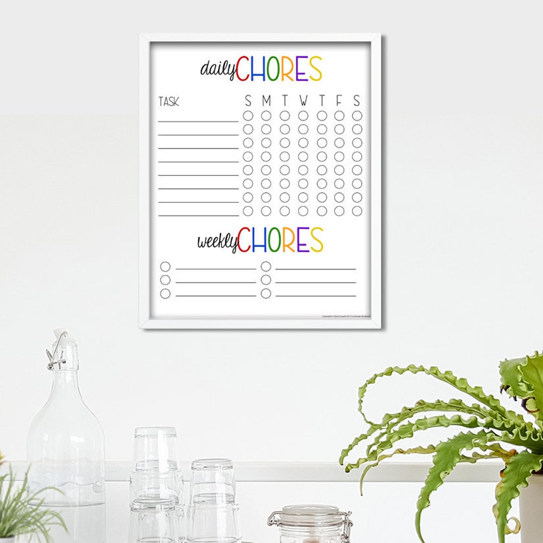 Chore Chart, Chore Chart Printable, Chore Chart Dry Erase, Kids Chore ...