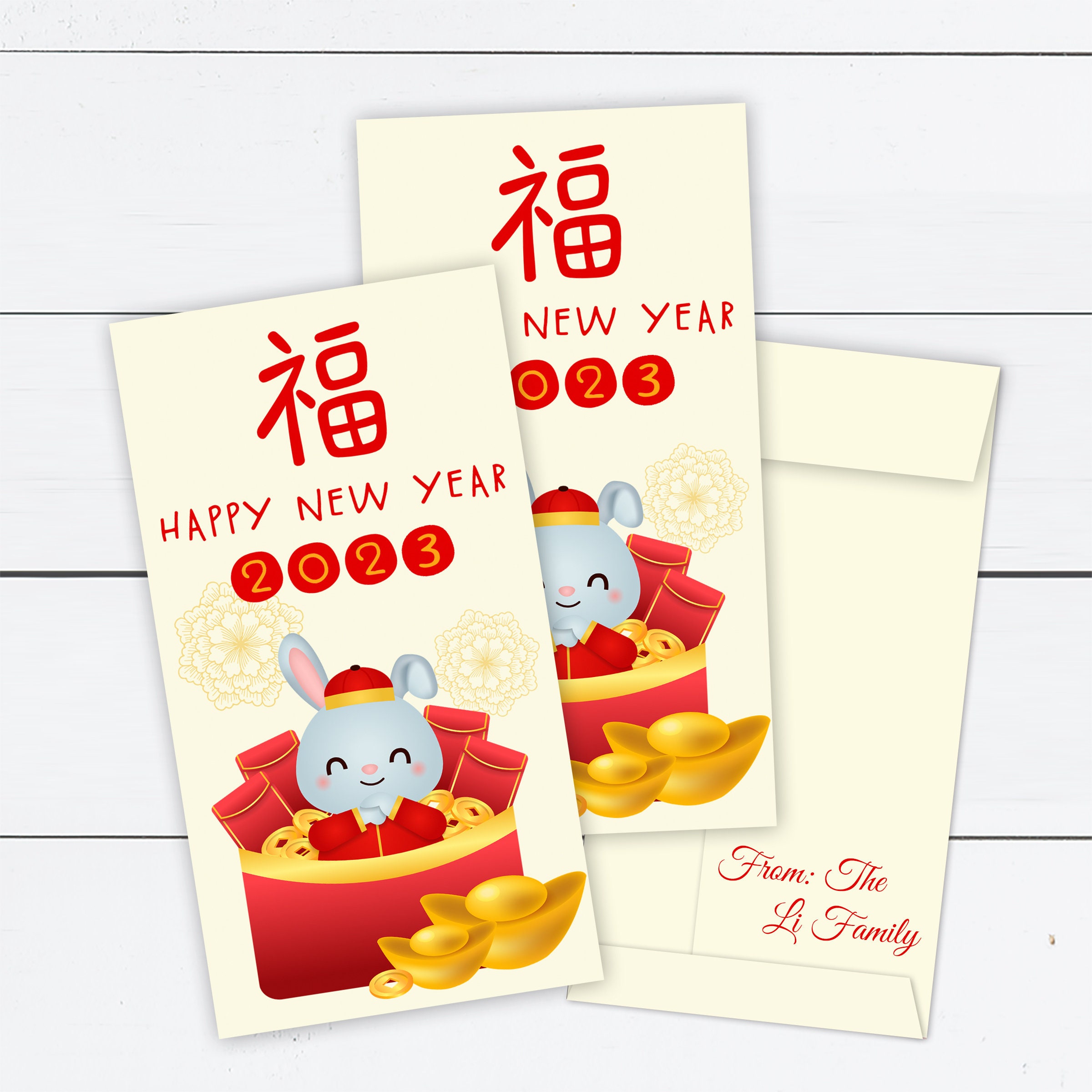 Bunny Sibling Red Envelopes – Calliope Paperie