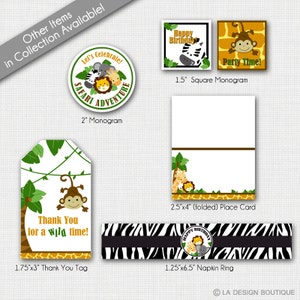 Safari Birthday, Safari Birthday Decorations, Safari Birthday Favors, Safari Party, Jungle Party, Jungle Birthday Printable, Zoo Theme
