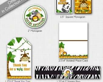 Safari Birthday, Safari Birthday Decorations, Safari Birthday Favors, Safari Party, Jungle Party, Jungle Birthday Printable, Zoo Theme