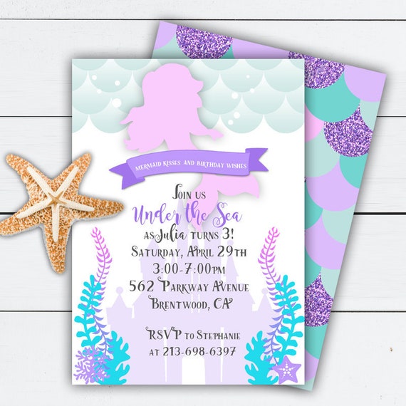 Mermaid Birthday Invitation, Mermaid Birthday, Mermaid ...