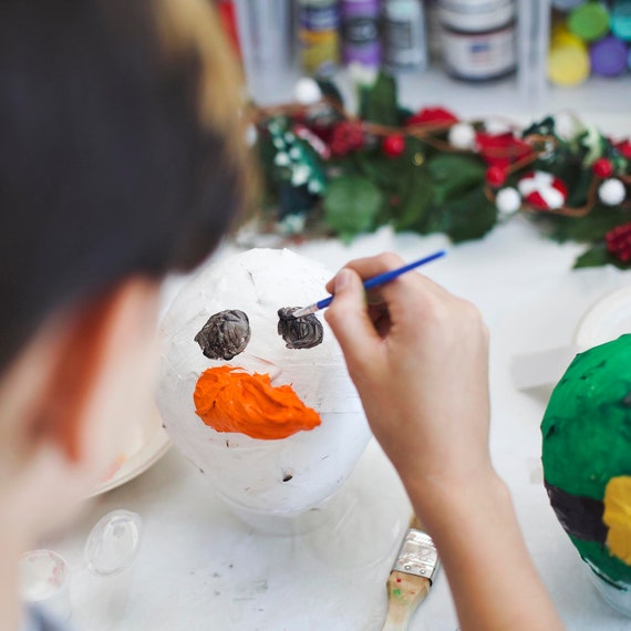 DIY Snowman, Snowman Decor, Snowman Face, DIY Christmas Kit, DIY Christmas Gifts, Activities for Kids, Craft Kit, Paper Mache, Holiday Kit Il_570xn