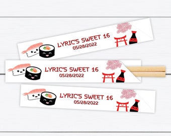 Sushi Chopsticks, Personalized Chopsticks, Sushi Party, Sushi Party Decor, Japanese Restaurant, Japanese Inspired Gift, Japanese Chopstick