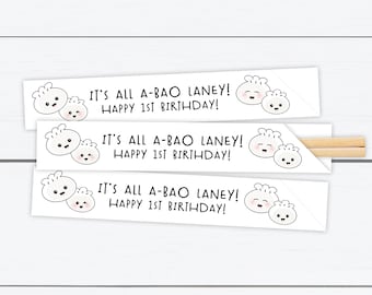 Bao, Bao Dumpling, Bao Bun, Personalized Chopsticks, Chopstick Sleeves, Dim Sum, First Birthday, Bao Theme, Dumpling Birthday, Chopsticks