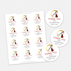Hibachi Party Round Labels - Instant Digital Download