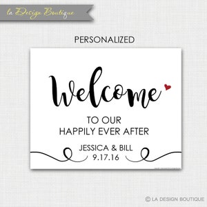 Cartelli per matrimonio "Benvenuti al nostro lieto fine" Decorazione per matrimonio Stampa artistica personalizzata fai da te Collezione stampabile DOWNLOAD FILE