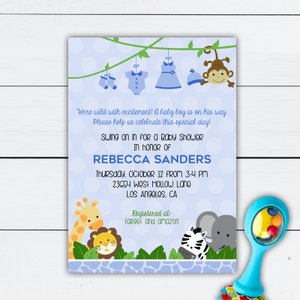 Safari Baby Shower, Safari Baby Shower Invitation, Safari Baby Shower Invites, Jungle Baby Shower, Animal Baby Shower Invitation, Zoo Baby image 2