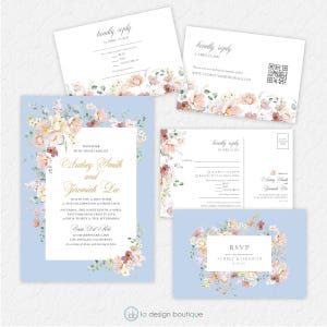 Romantische Blumenpastell Hochzeitseinladung, Hochzeitseinladung, Hochzeitseinladung, romantische Blumen, Canva Vorlage, digitaler Download