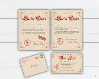 Personalized Letter from Santa, Letter to Santa, Santa Letter, Nice List Certificate, Naughty List, Elf Warning, Santa Gift Tag, Printable